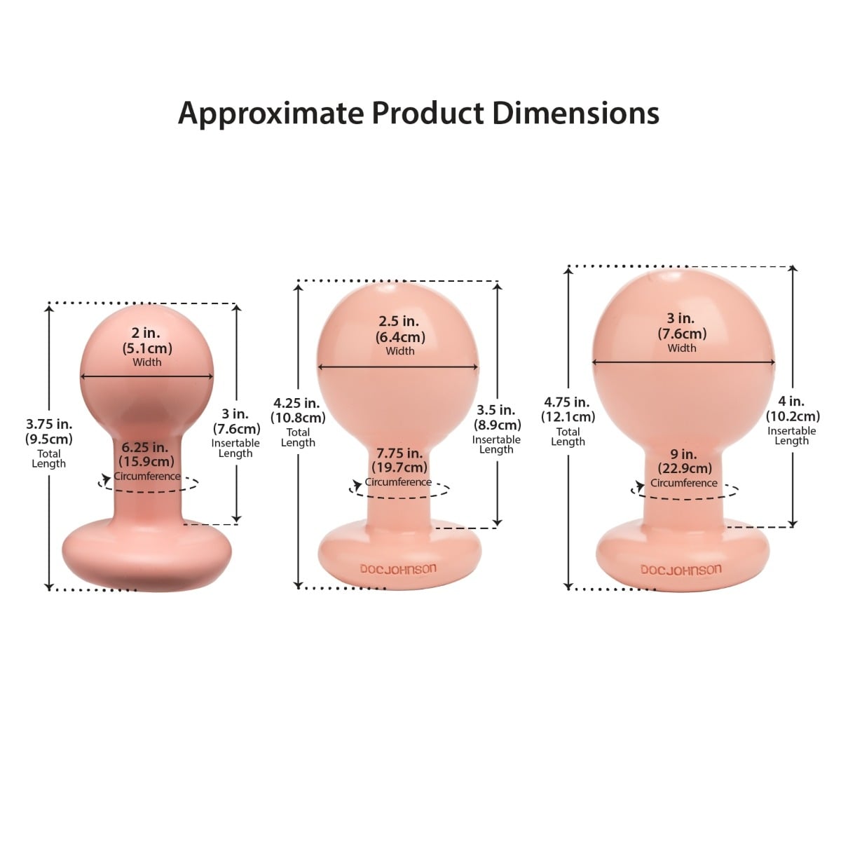 The Classic Round Butt Plug 3 piece set Vanilla