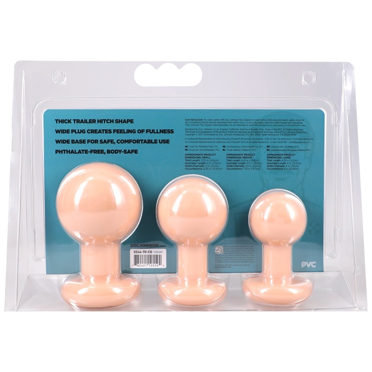 The Classic Round Butt Plug 3 piece set Vanilla