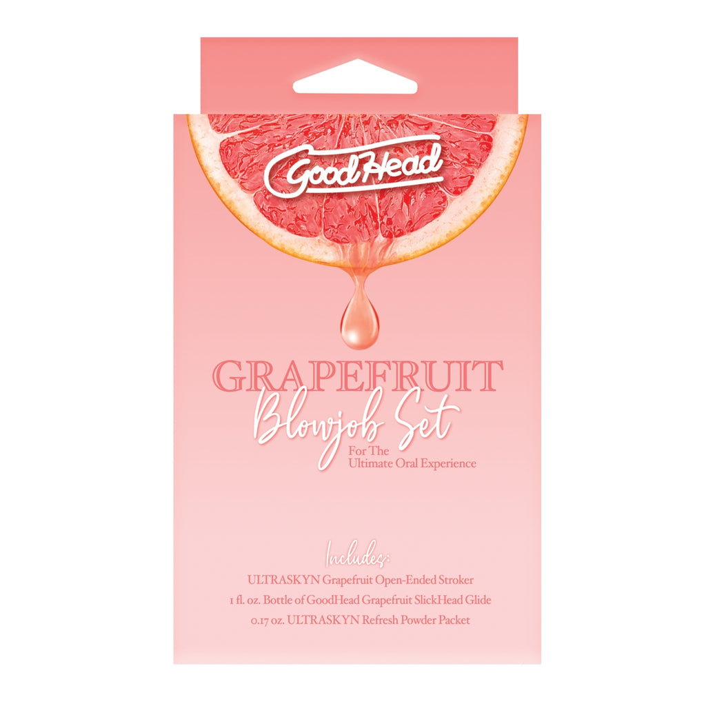 GoodHead Grapefruit Open Ended Stroker Blowjob Set