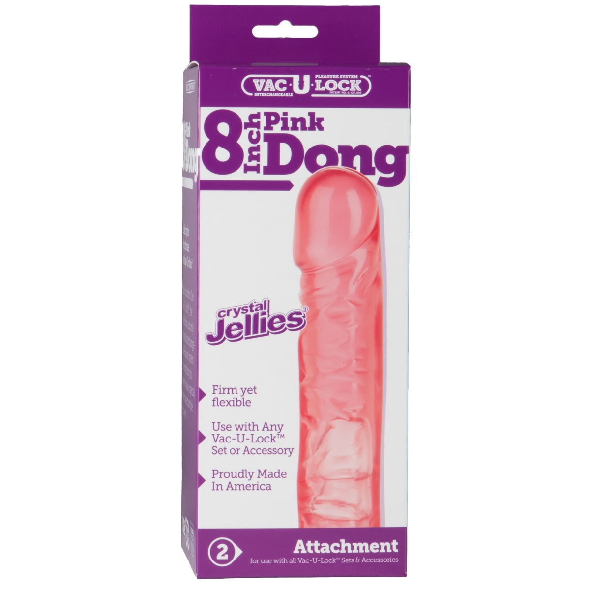 Doc Johnson Crystal Jellie Dong Vac U Lock Pink 8in