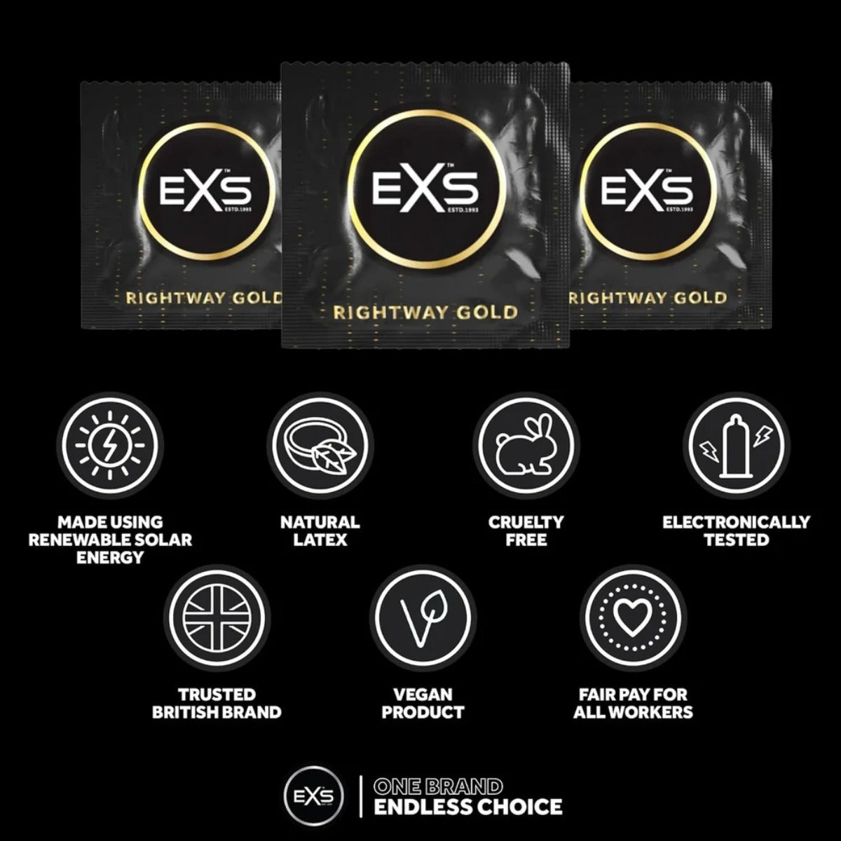 EXS Rightway Gold Condoms 12 Pack