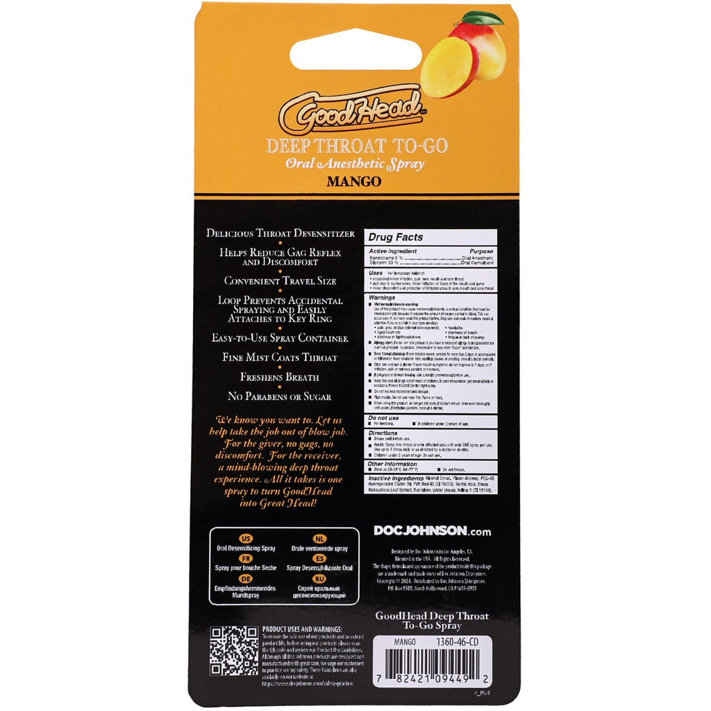 GoodHead Deep Throat Spray ToGo Mango 30oz