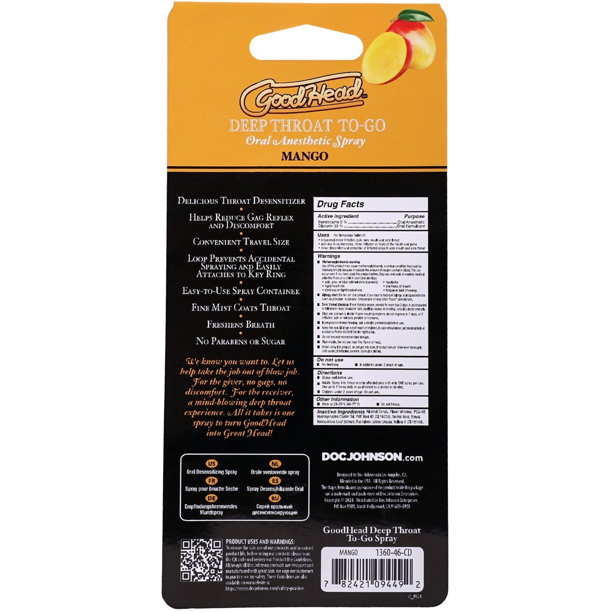 GoodHead Deep Throat Spray ToGo Mango 30oz