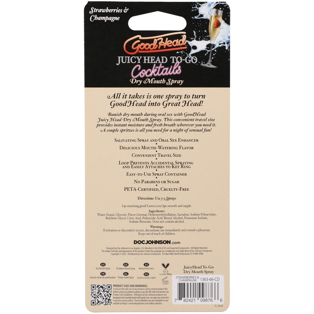 GoodHead Juicy Head Cocktails Dry Mouth Spray To-Go Strawberries & Champagne