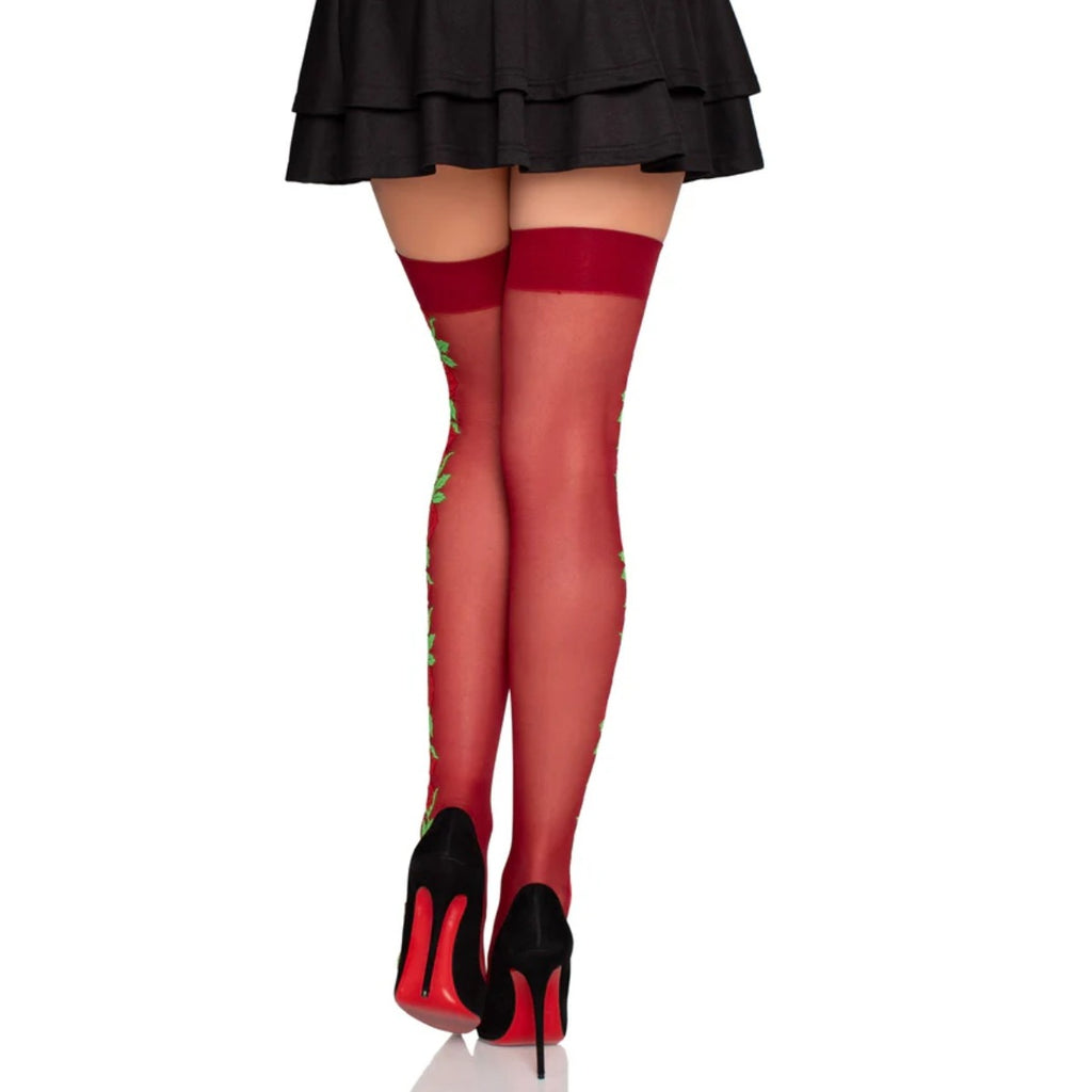 Spandex Thigh Highs with Roses