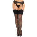 Sheer Elastane Stockings with Rhinestone Black OS