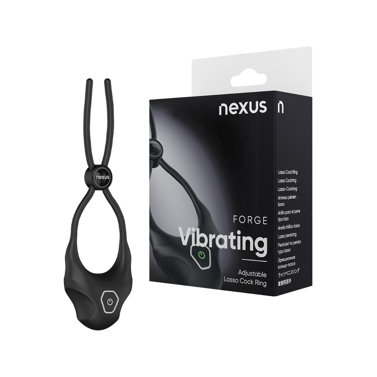 FORGE Vibrating Adjustable Lasso Silicone Cock Ring - Black