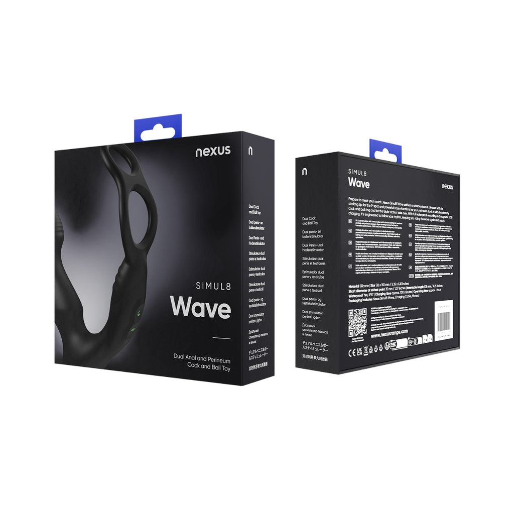 SIMUL8 WAVE EDITION Vibrating Dual Motor Anal Cock and Ball Toy - Black