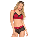 Bralette and Lace Brazillian Boyshorts Red Black