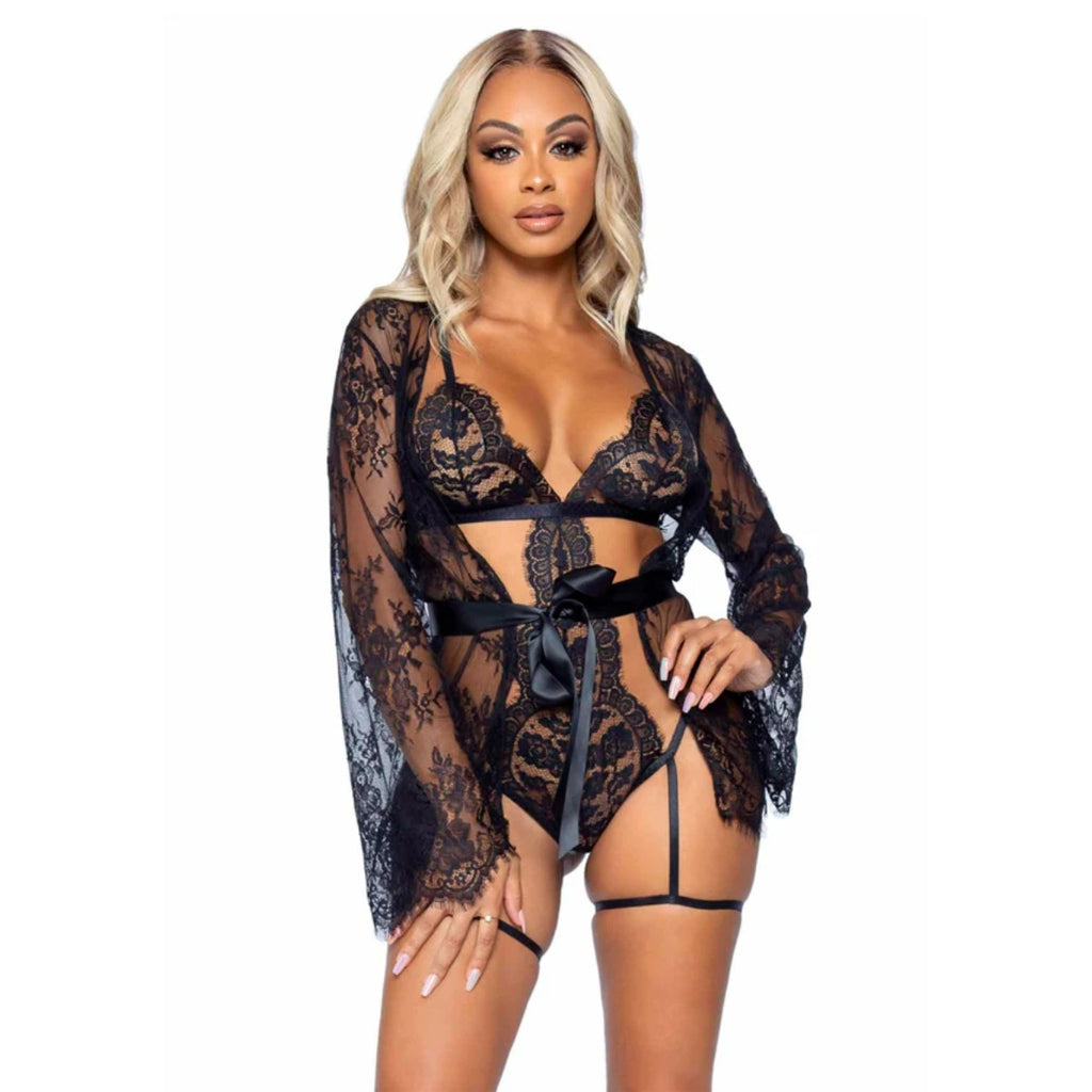 Garter Teddy with String Back and Robe
