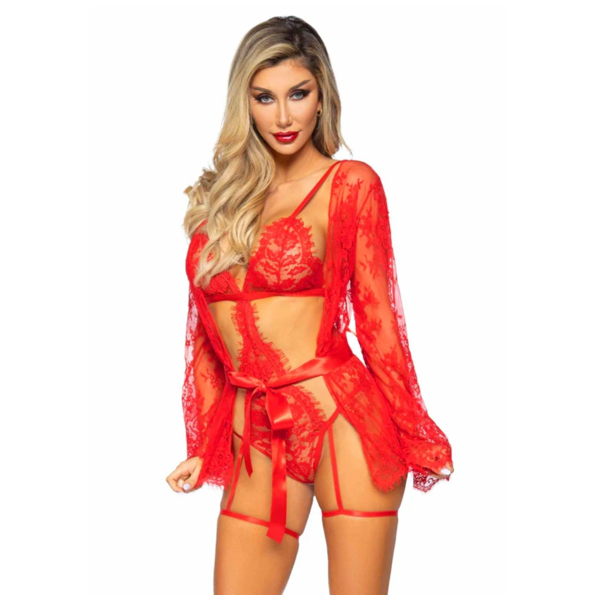 Garter Teddy with String Back and Robe