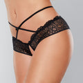 Allure Crayzee Crotchless Panty With Criss Cross Waist Straps Black