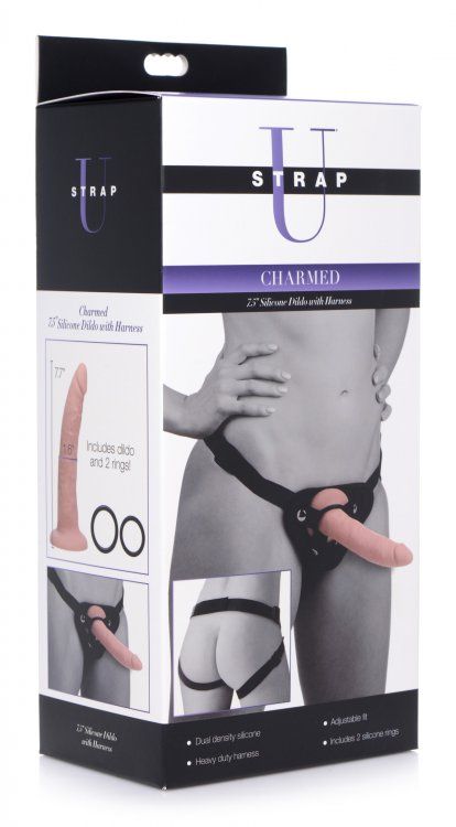 Charmed 7.5" Silicone Dildo with Harness