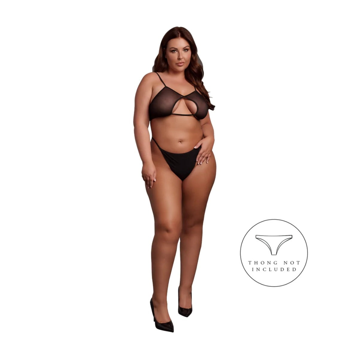 Le Desire Keyhole Mesh Bra With Double Back Straps And Adjustable Sliders QS Black