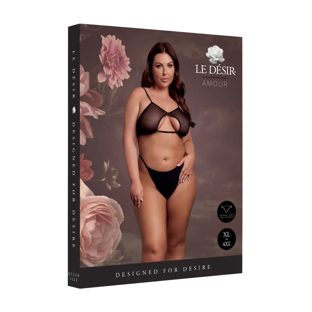 Le Desire Keyhole Mesh Bra With Double Back Straps And Adjustable Sliders QS Black