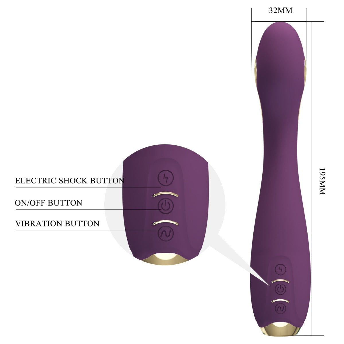 Pretty Love Hector G Spot Electro Shock Vibrator Purple