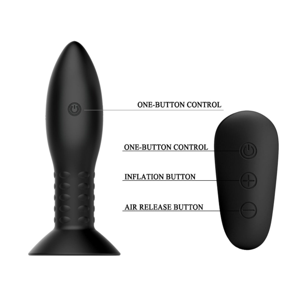 Pretty Love Mr Play Rotating Beads Remote Control Butt Plug Black