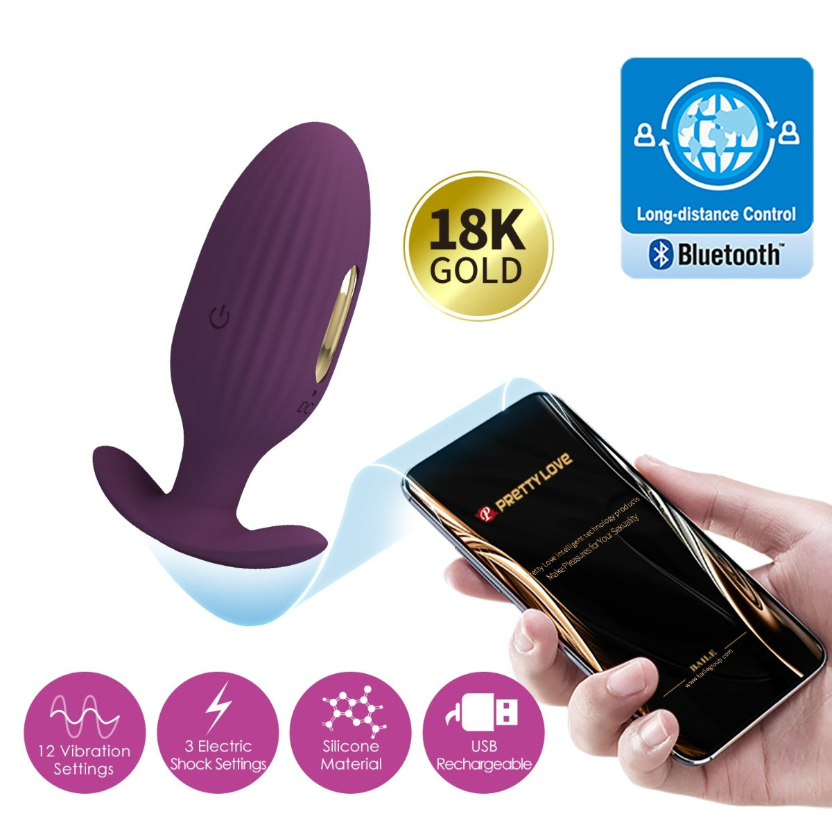 Pretty Love Jefferson Vibrating Electro Butt Plug