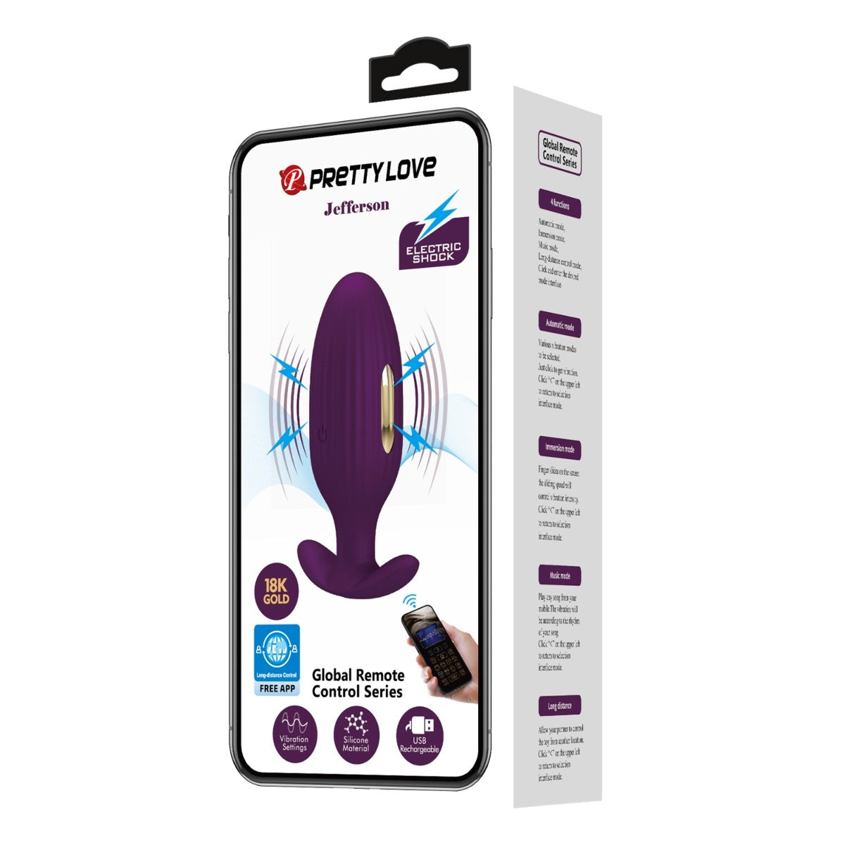 Pretty Love Jefferson Vibrating Electro Butt Plug
