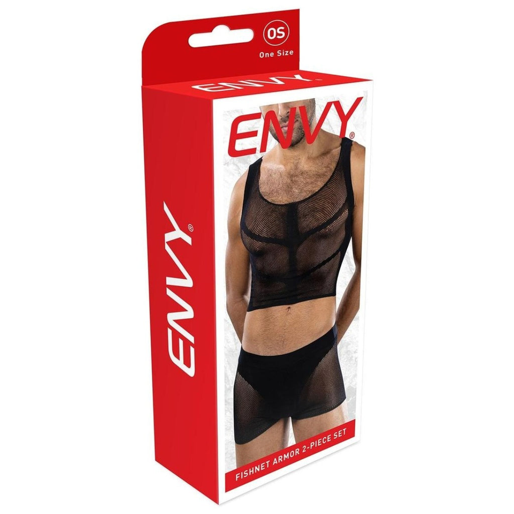 Envy Fishnet Armor 2 Piece Set Black OS