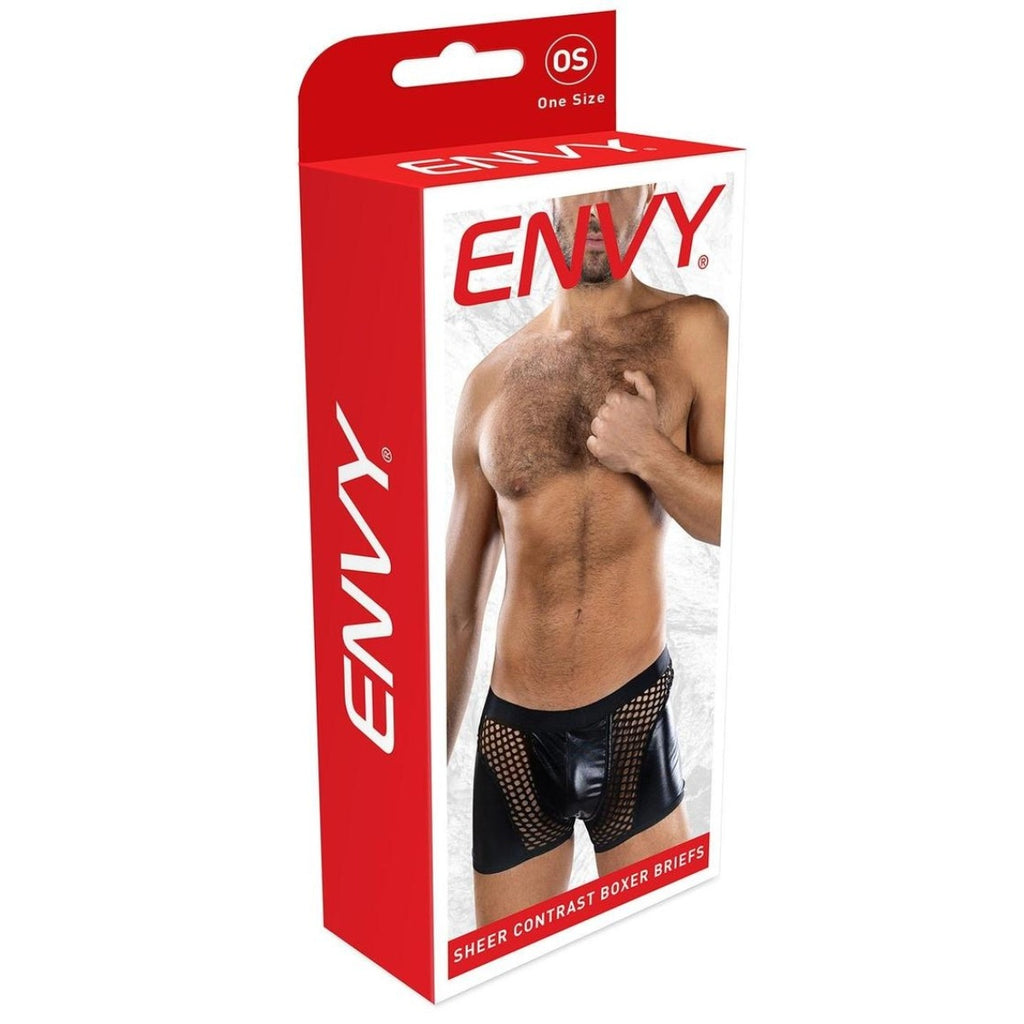 Envy Sheer Contrast Boxer Briefs Black OS