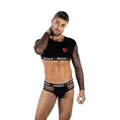 Envy Heartbreaker Mesh Crop Top & Briefs Set Black