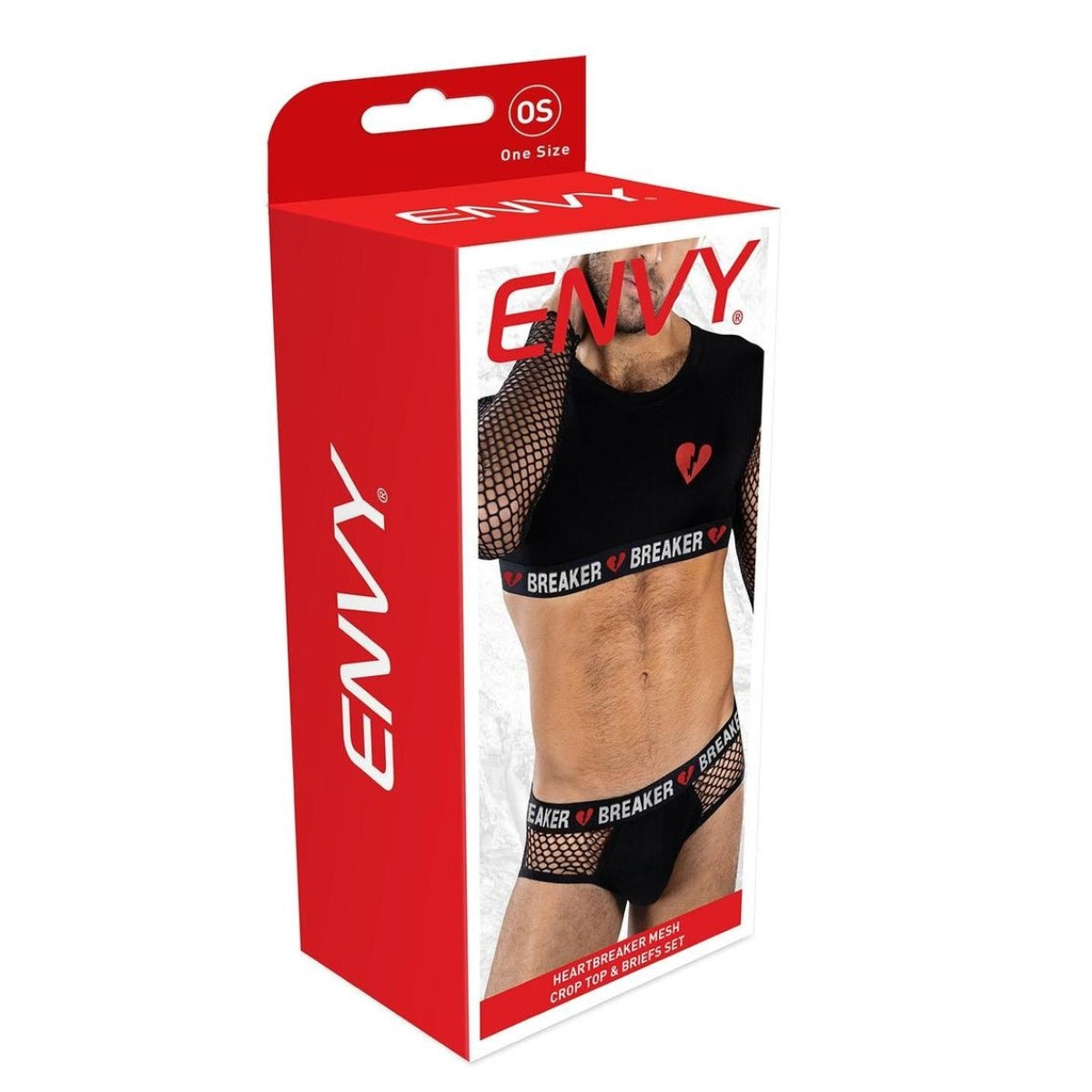 Envy Heartbreaker Mesh Crop Top & Briefs Set Black
