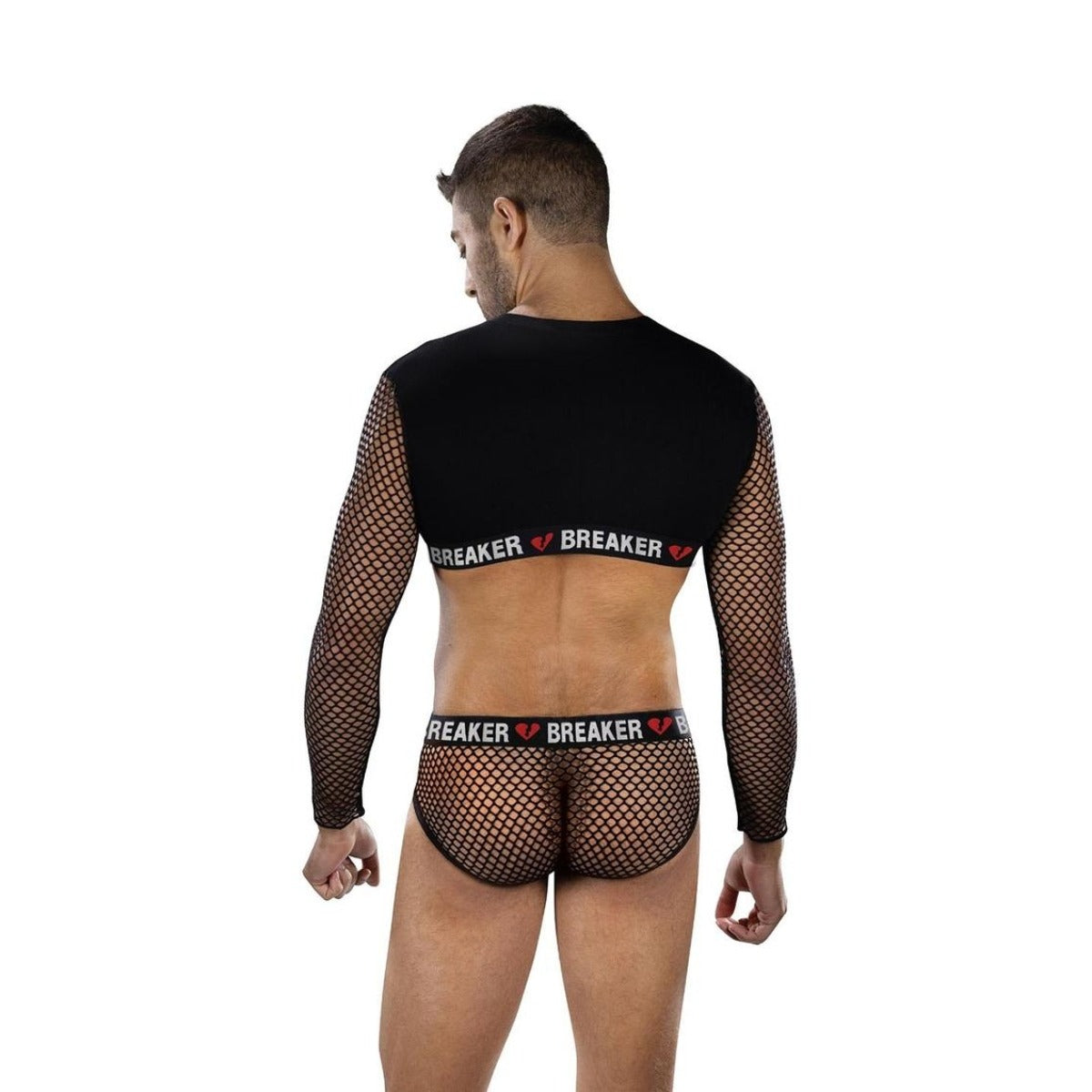 Envy Heartbreaker Mesh Crop Top & Briefs Set Black