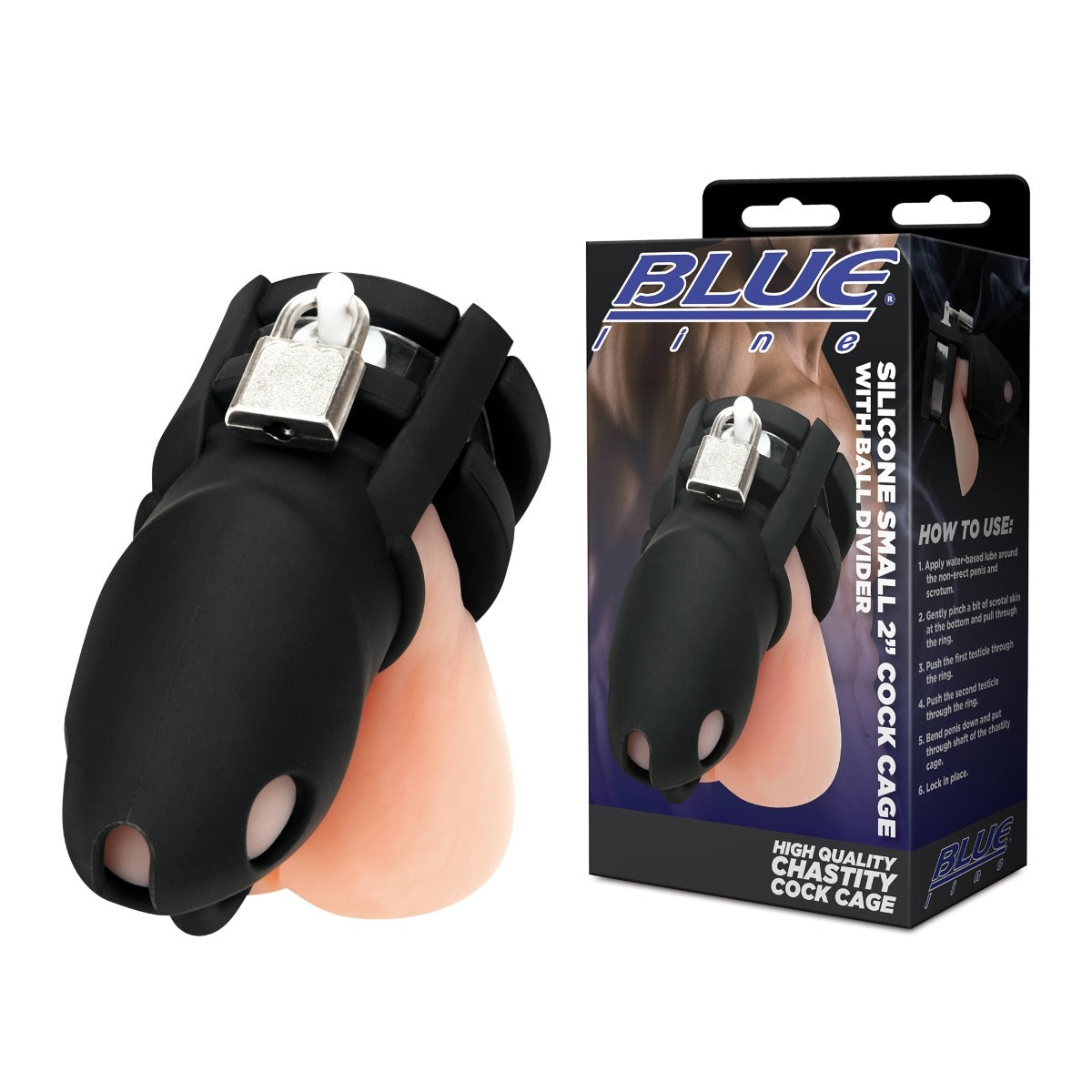Blueline Silicone Small 2inch Cock Cage With Ball Divider Black