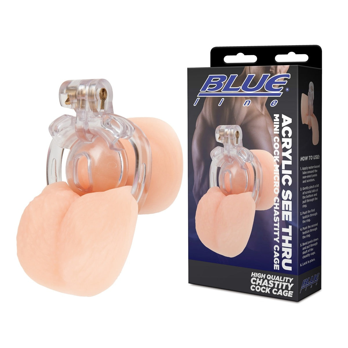 Blueline Acrylic See Thru Mini Cock Micro Chastity Cage