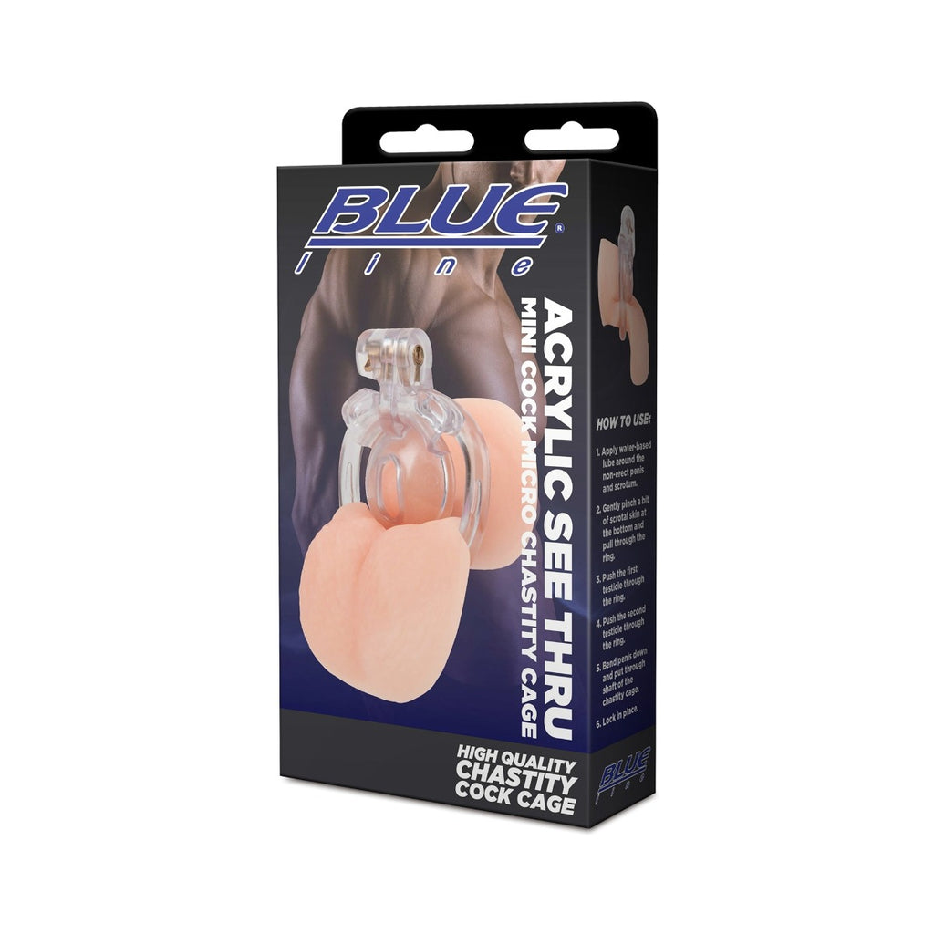 Blueline Acrylic See Thru Mini Cock Micro Chastity Cage