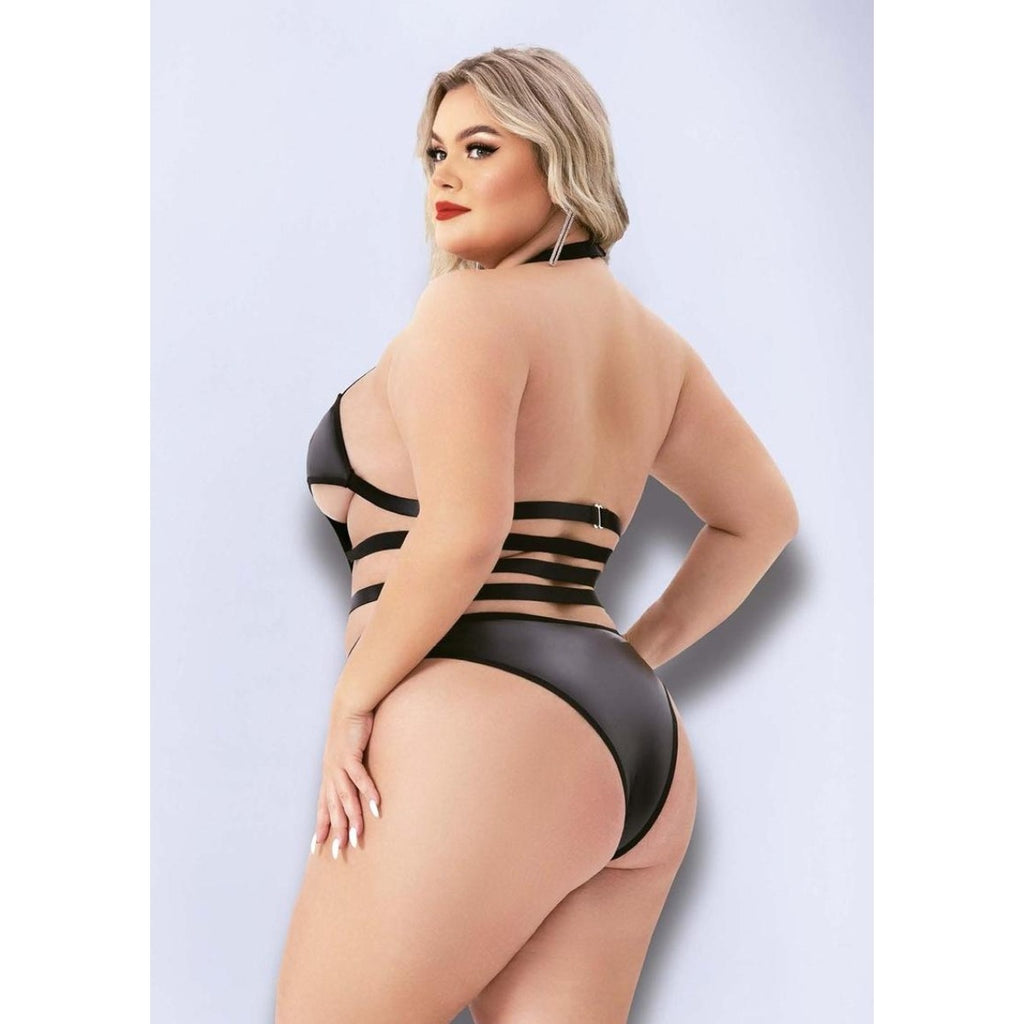 Baci Halter Top Wetlook Teddy Black Queen Size