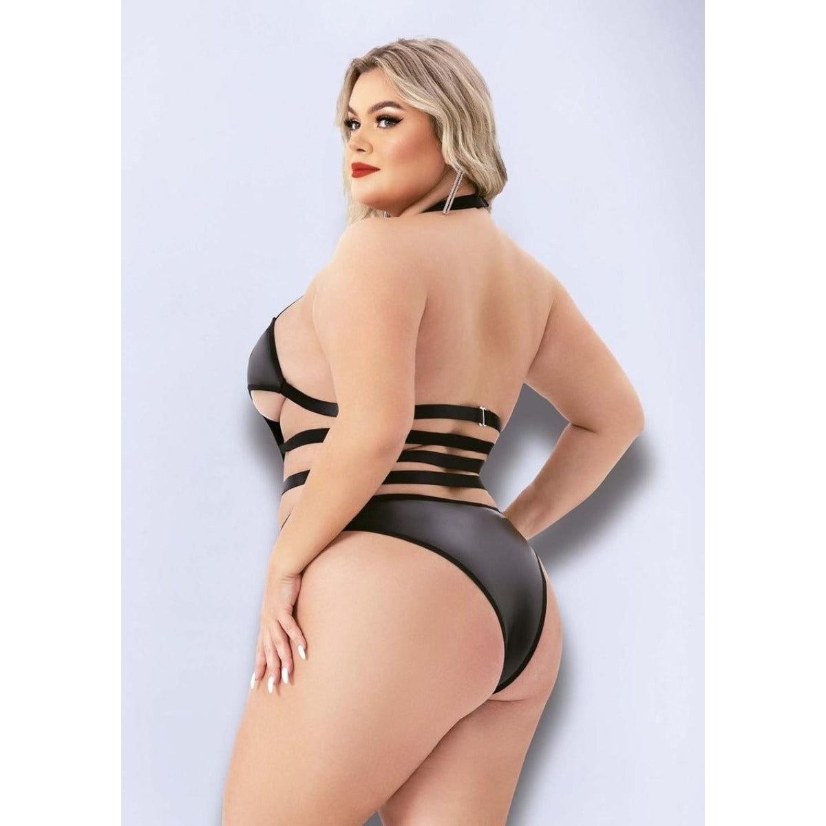 Baci Halter Top Wetlook Teddy Black Queen Size