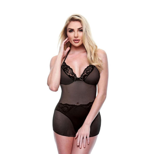 Baci 2 Piece Eco Chemise & Panty Set Black SM