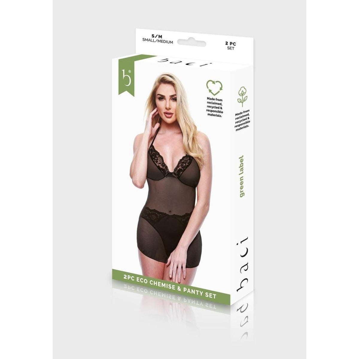 Baci 2 Piece Eco Chemise & Panty Set Black SM