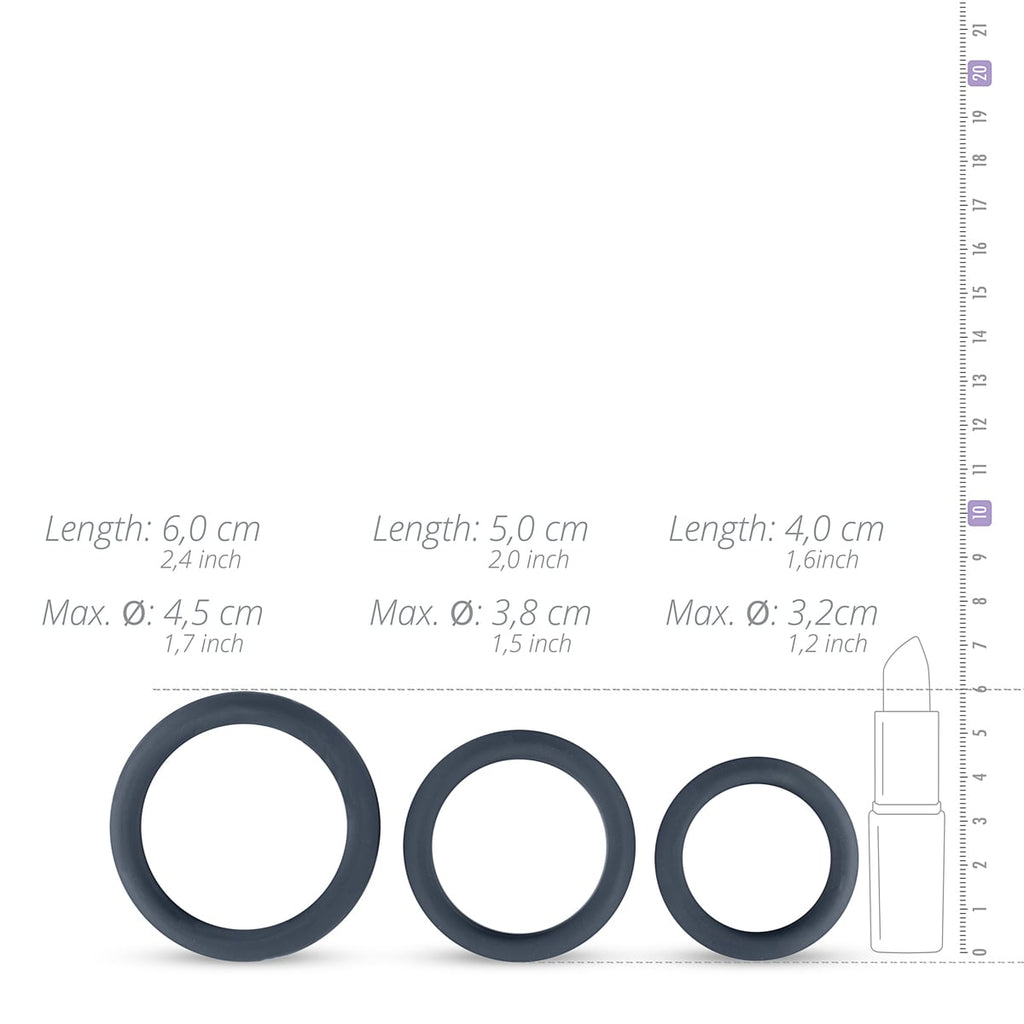 Boners 3-Piece Flat Cock Ring Kit Grey