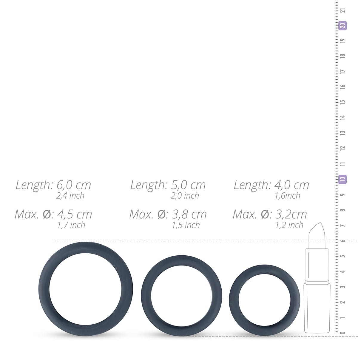 Boners 3-Piece Flat Cock Ring Kit Grey