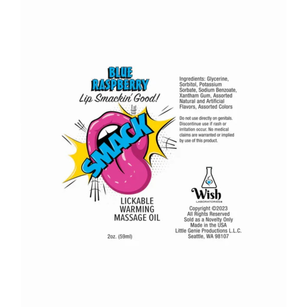 Smack Lickable Massage Oil Blue Raspberry 2oz