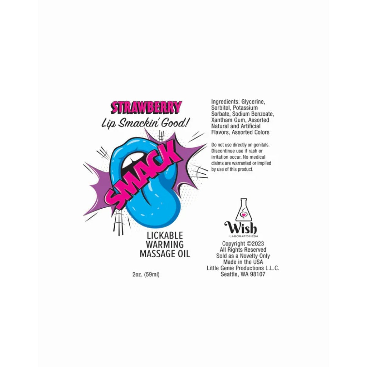 Smack Lickable Massage Oil Strawberry 2oz
