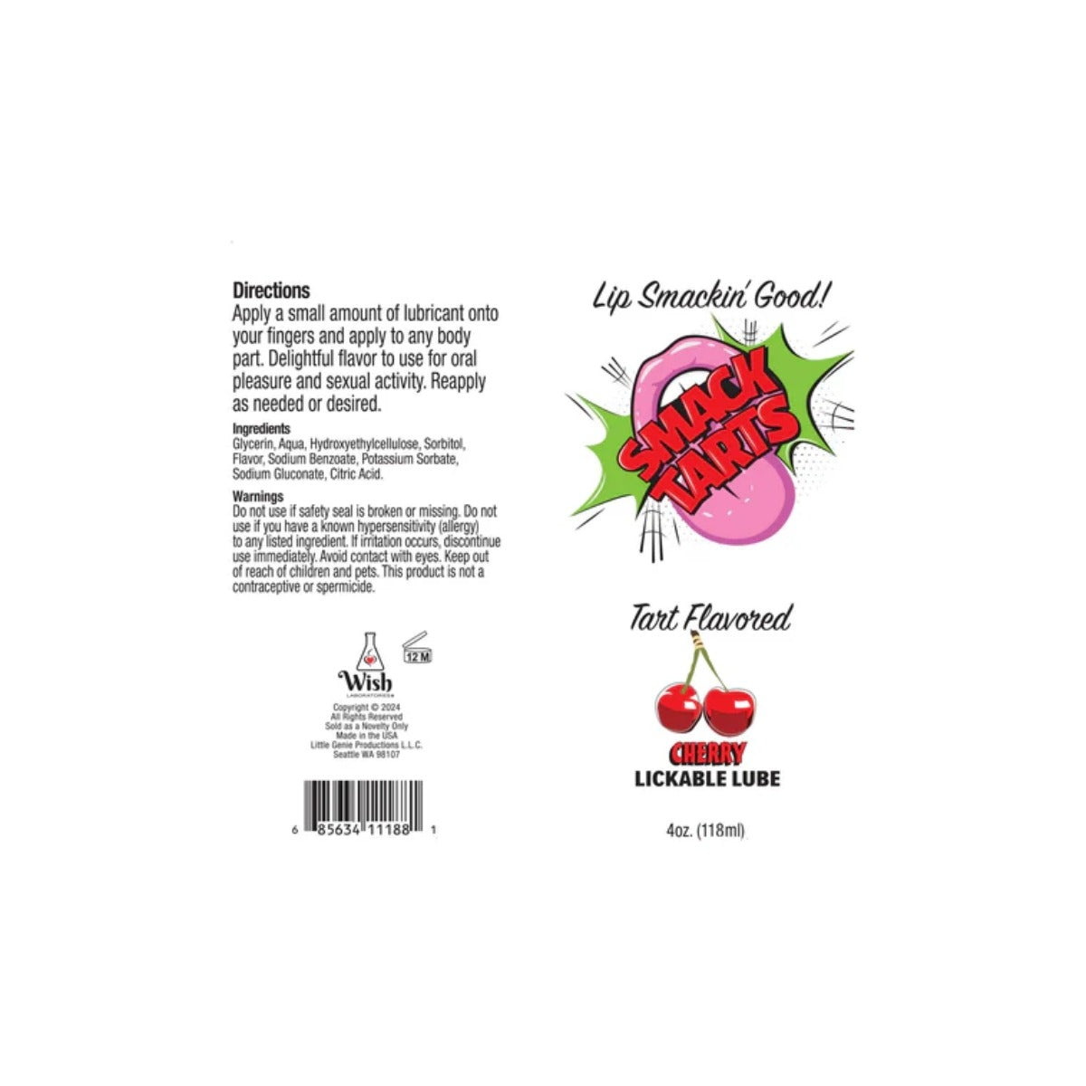 Smack Tarts Lickable Sour Cherry Lube 4oz
