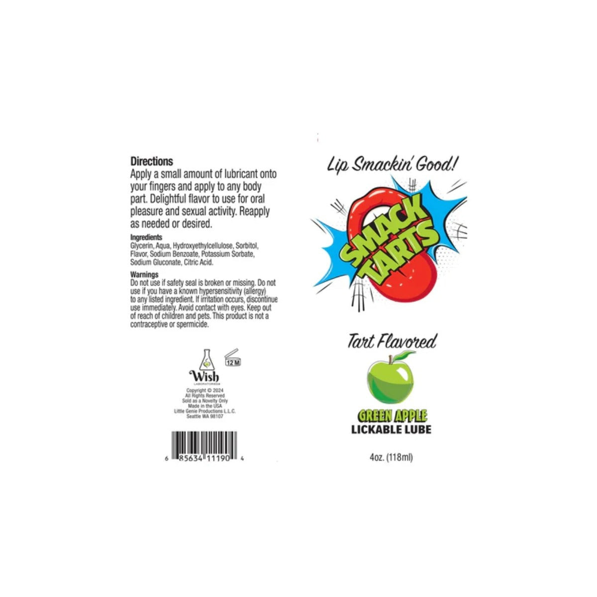 Smack Tarts Lickable Sour Green Apple Lube 4oz