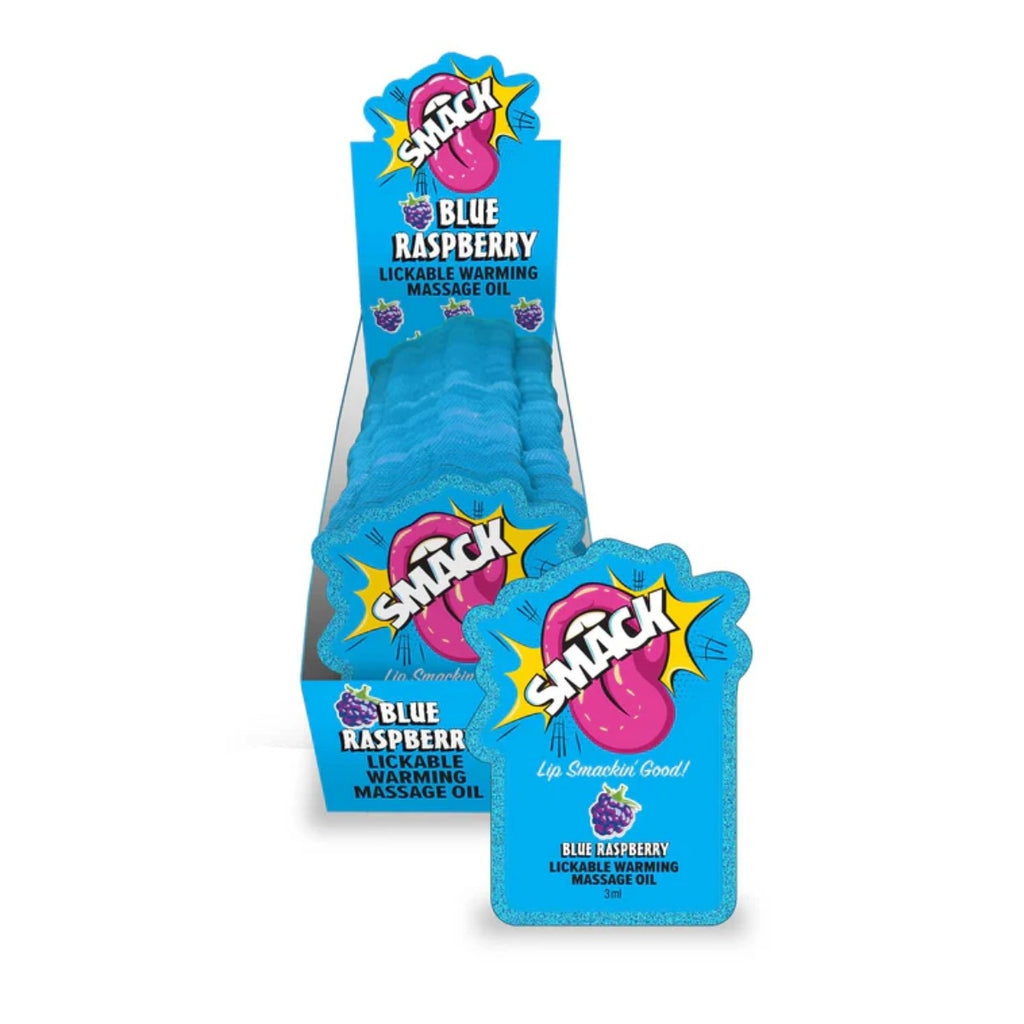 Smack Lickable Massage Oil 3ml Pouch Display Blue Raspberry 36