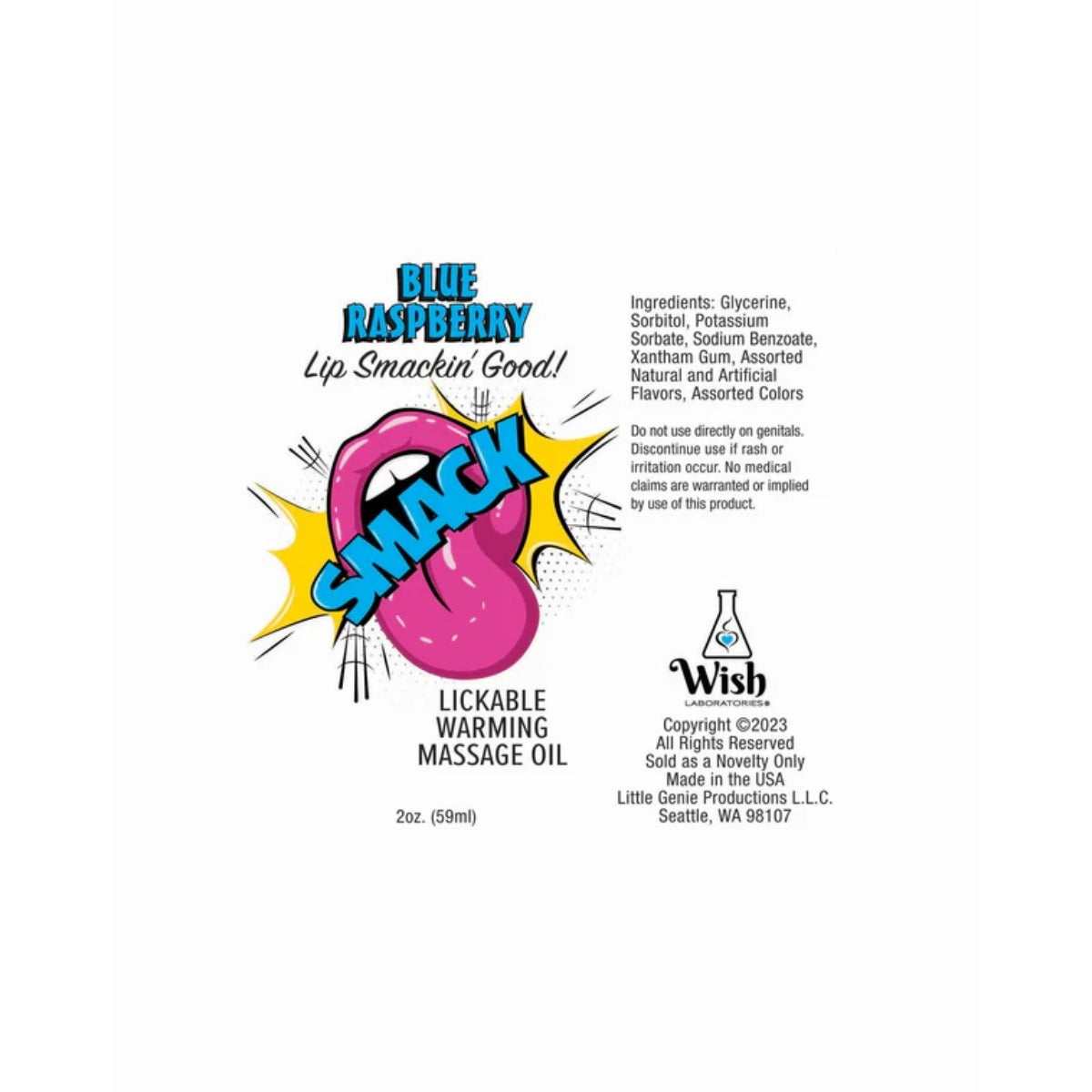 Smack Lickable Massage Oil 3ml Pouch Display Blue Raspberry 36