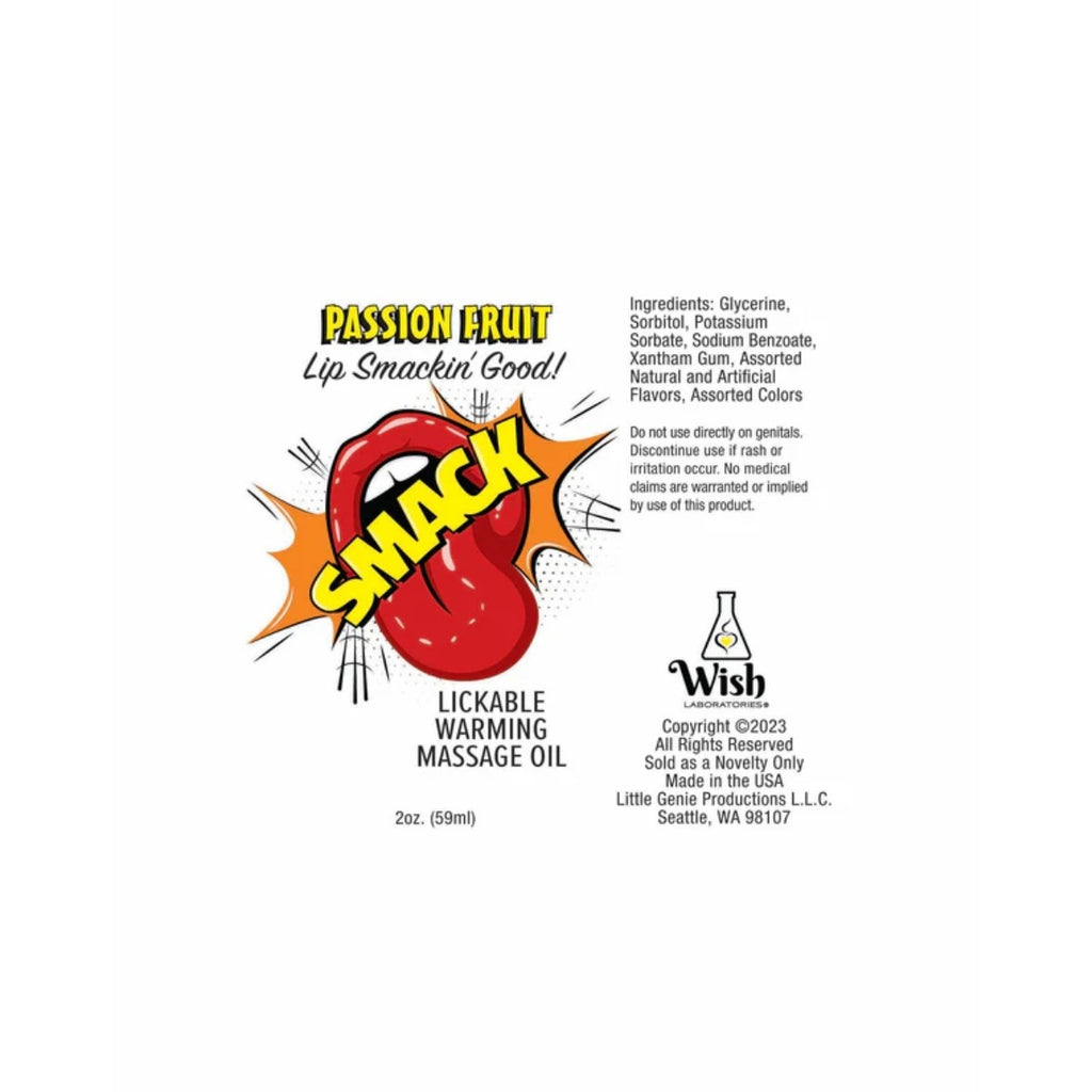 Smack Lickable Massage Oil 3ml Pouch Display Passion Fruit 36