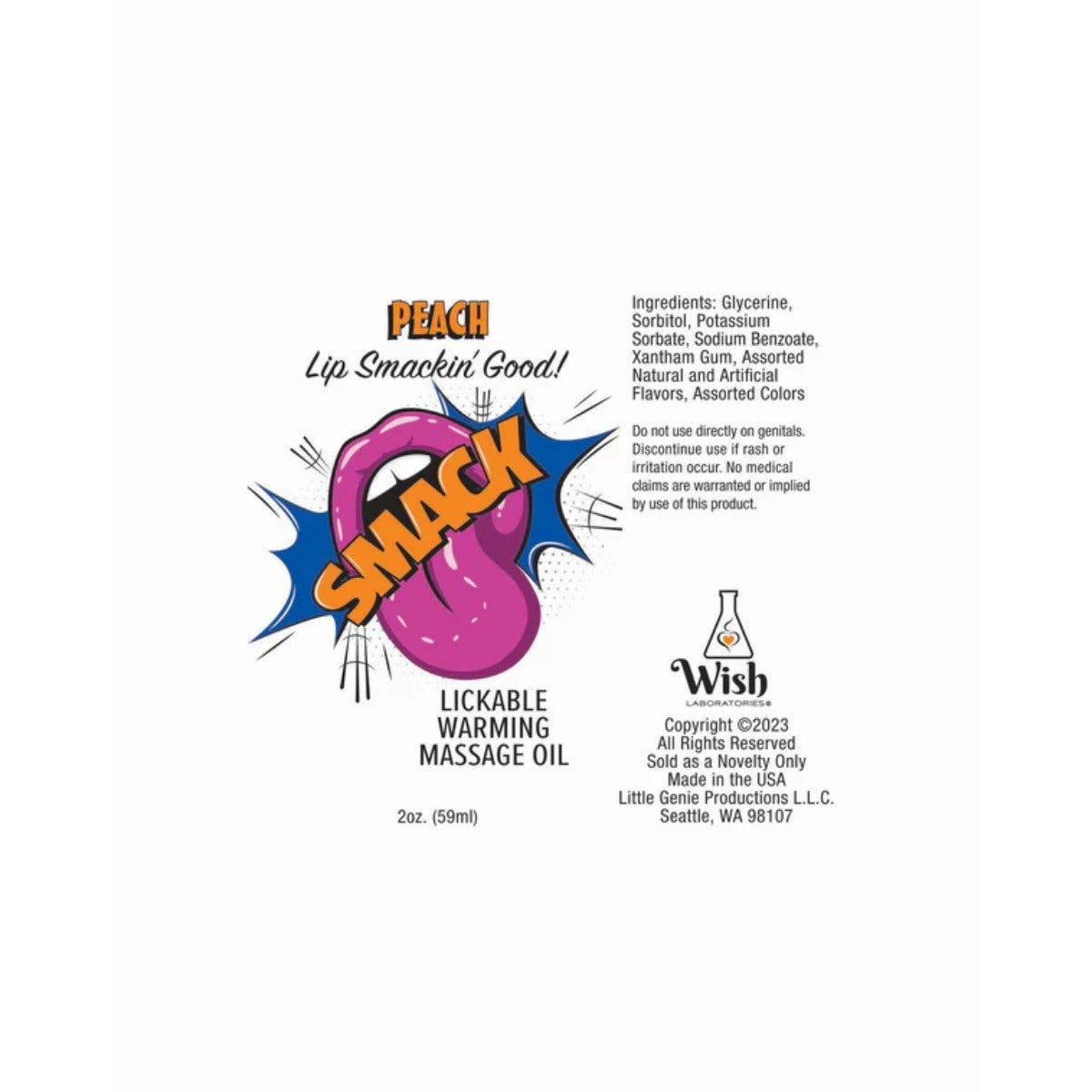 Smack Lickable Massage Oil 3ml Pouch Display Peach 36