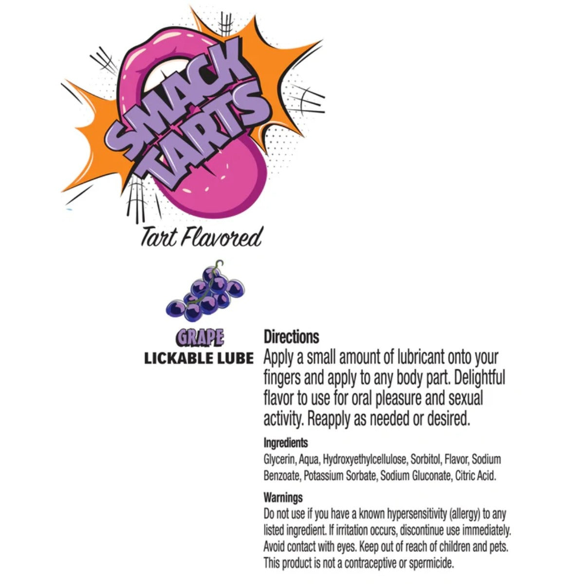 Smack Tarts Lickable Lube Sour Grape 3ml Pouch Display 36
