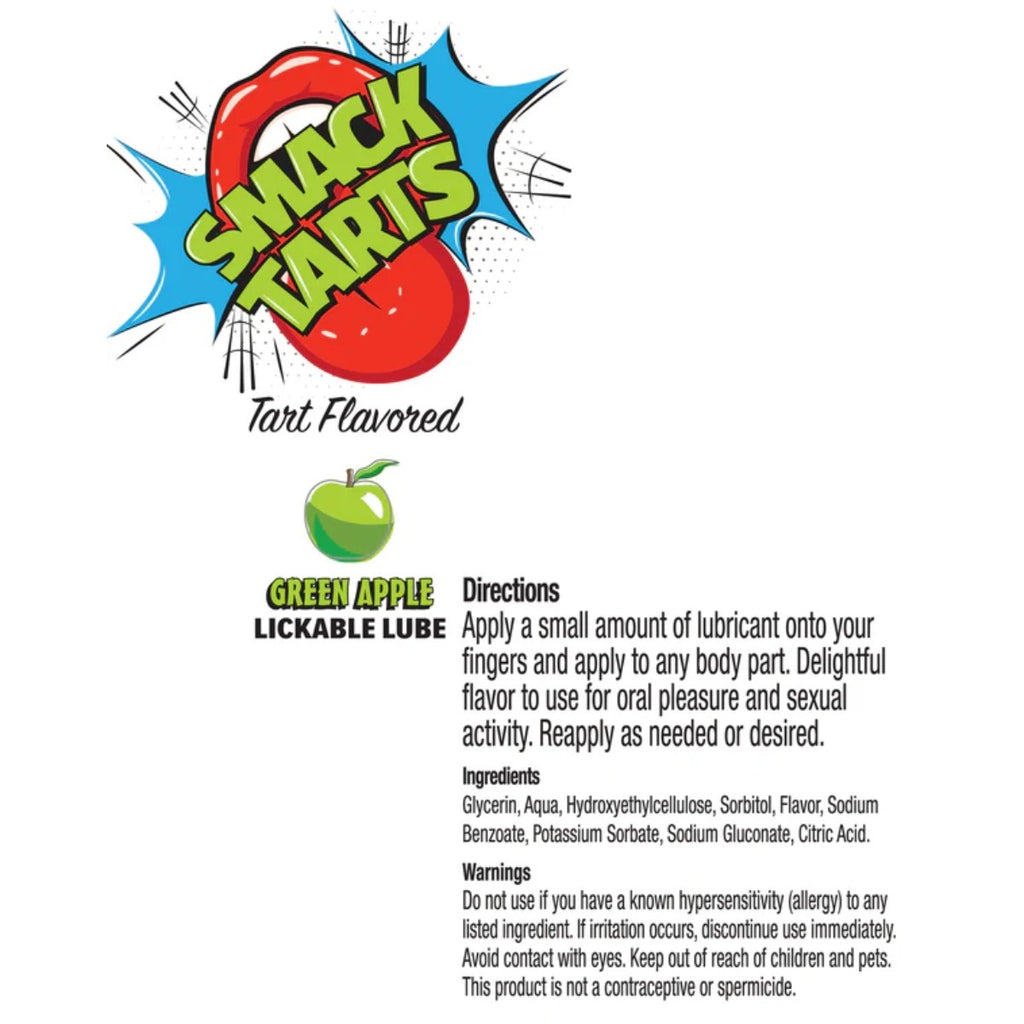 Smack Tarts Lickable Lube Sour Green Apple 3ml Pouch Display 36