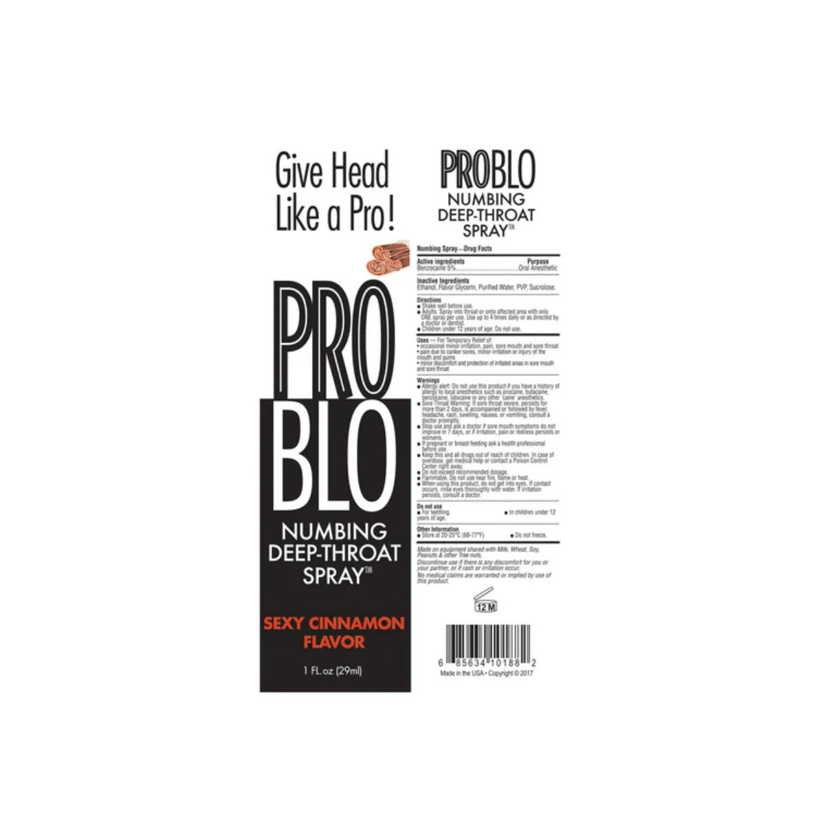 Pro Blo Numbing Deep Throat Spray Cinnamon 1oz