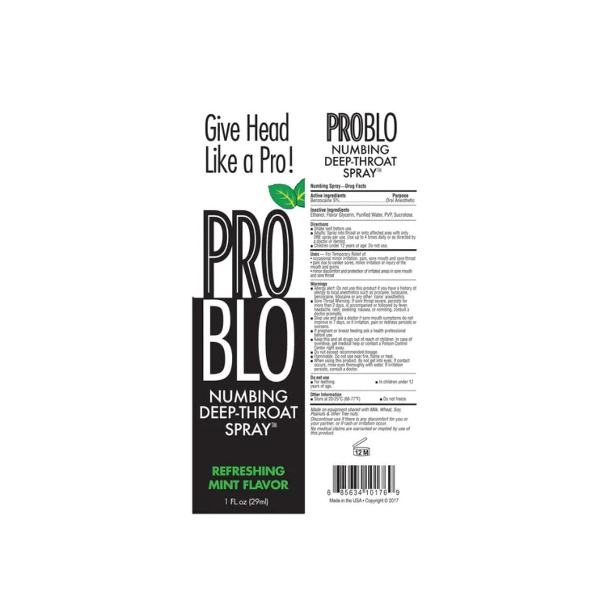 Pro Blo Numbing Deep Throat Spray Mint 1oz