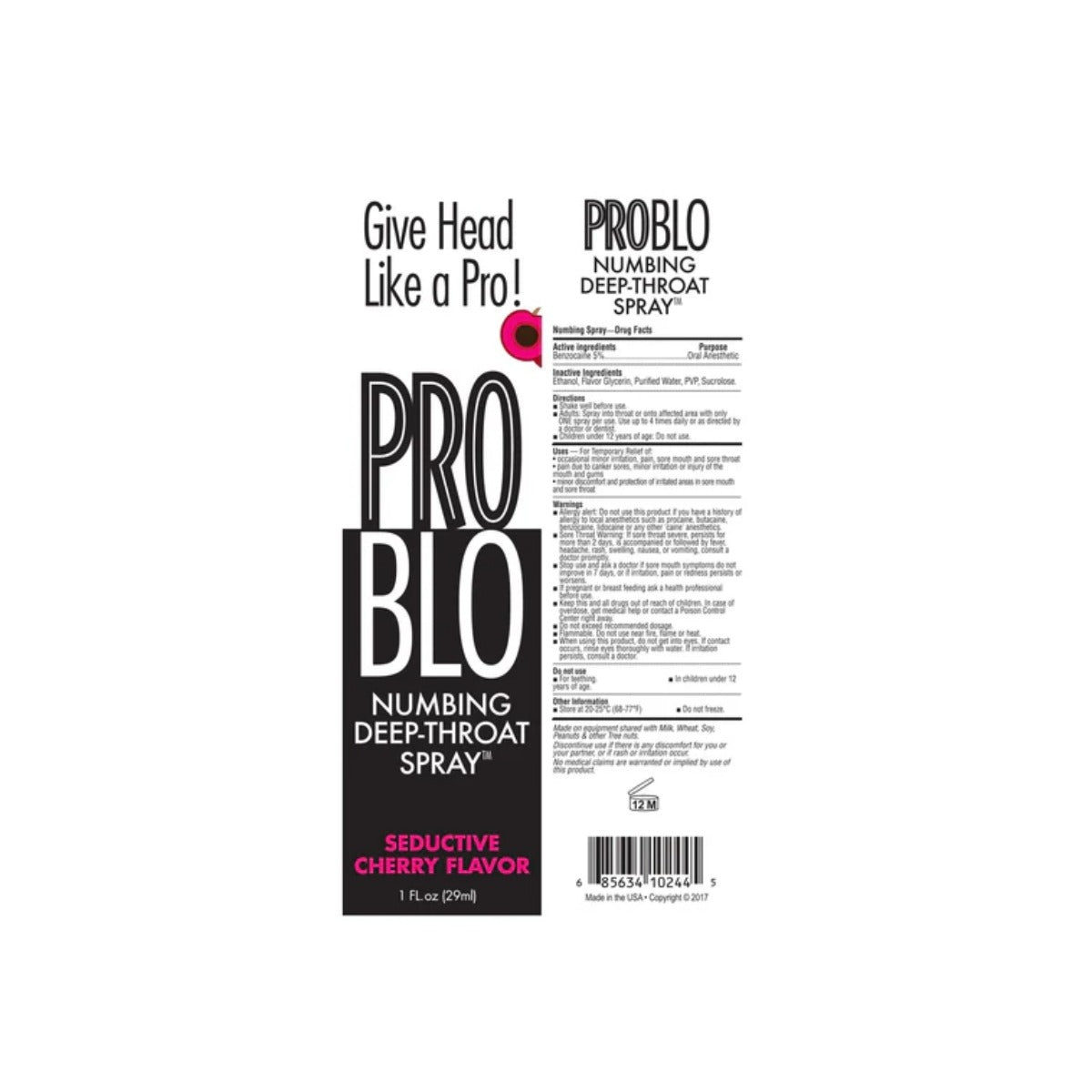 Pro Blo Numbing Deep Throat Spray Cherry 1oz